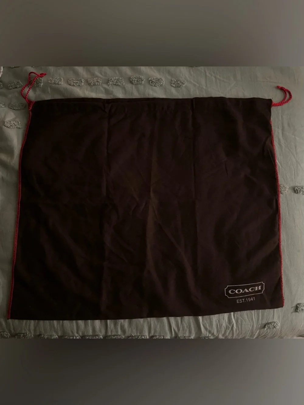 Coach XL Brown Logo Dust Bag with Red Trim 22x19.5”